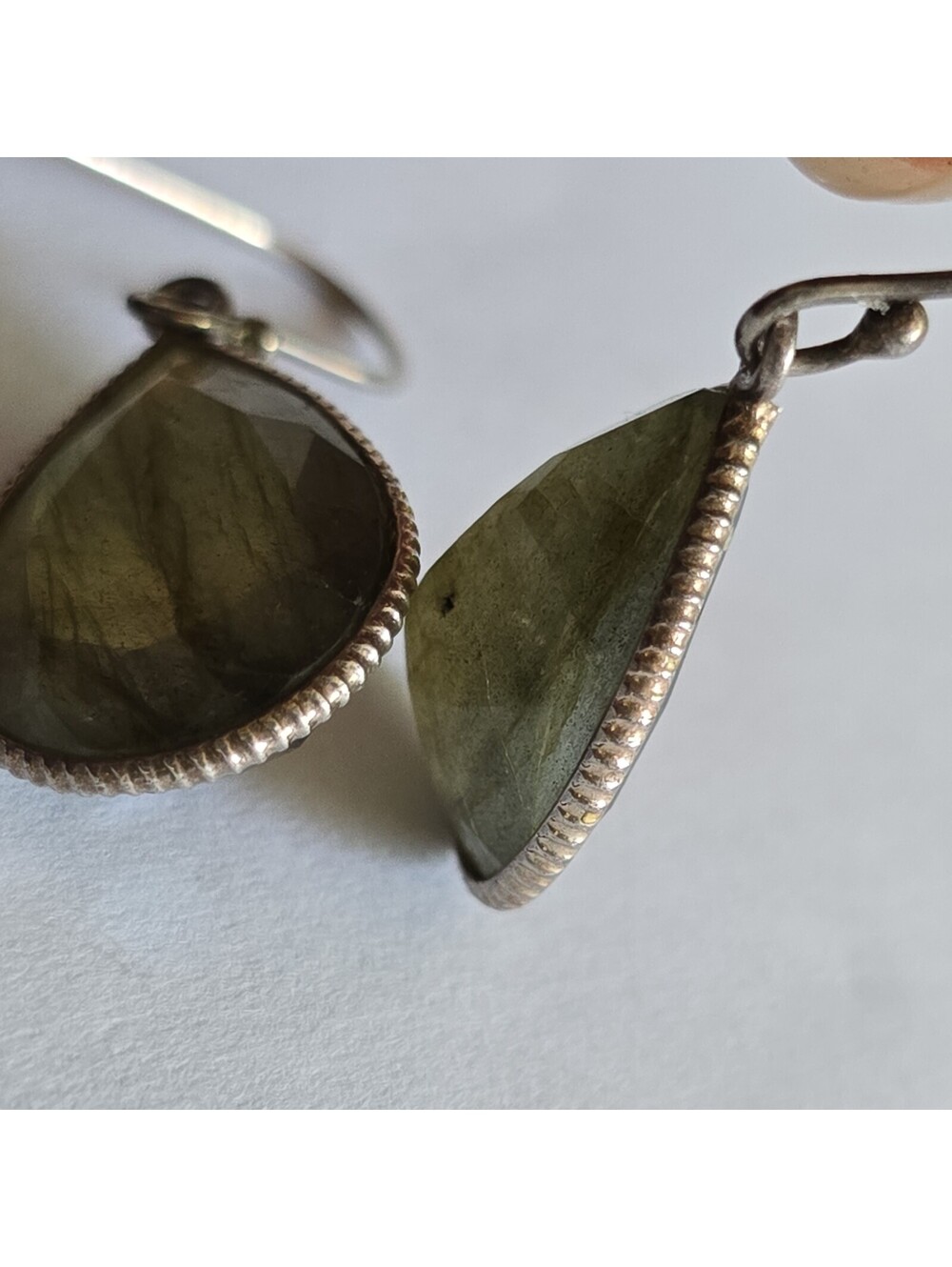 Silver Labradorite Dangle Earrings - Picture 8 of 10